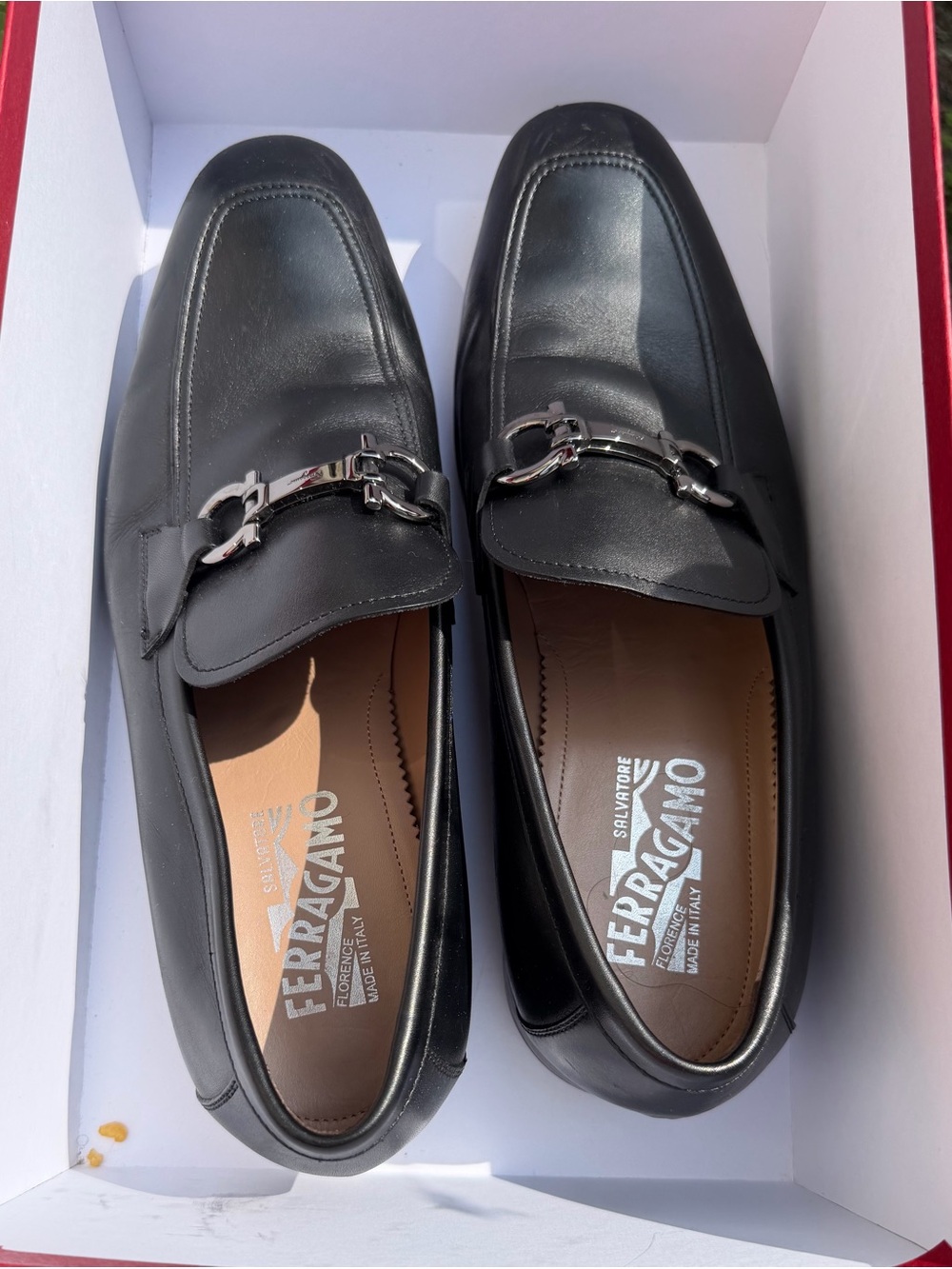Salvatore Ferragamo Black Leather Bit Loafers with Silver Hardware